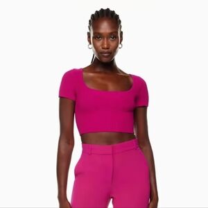 Sculpt Knit Squareneck Top - Fuchsia